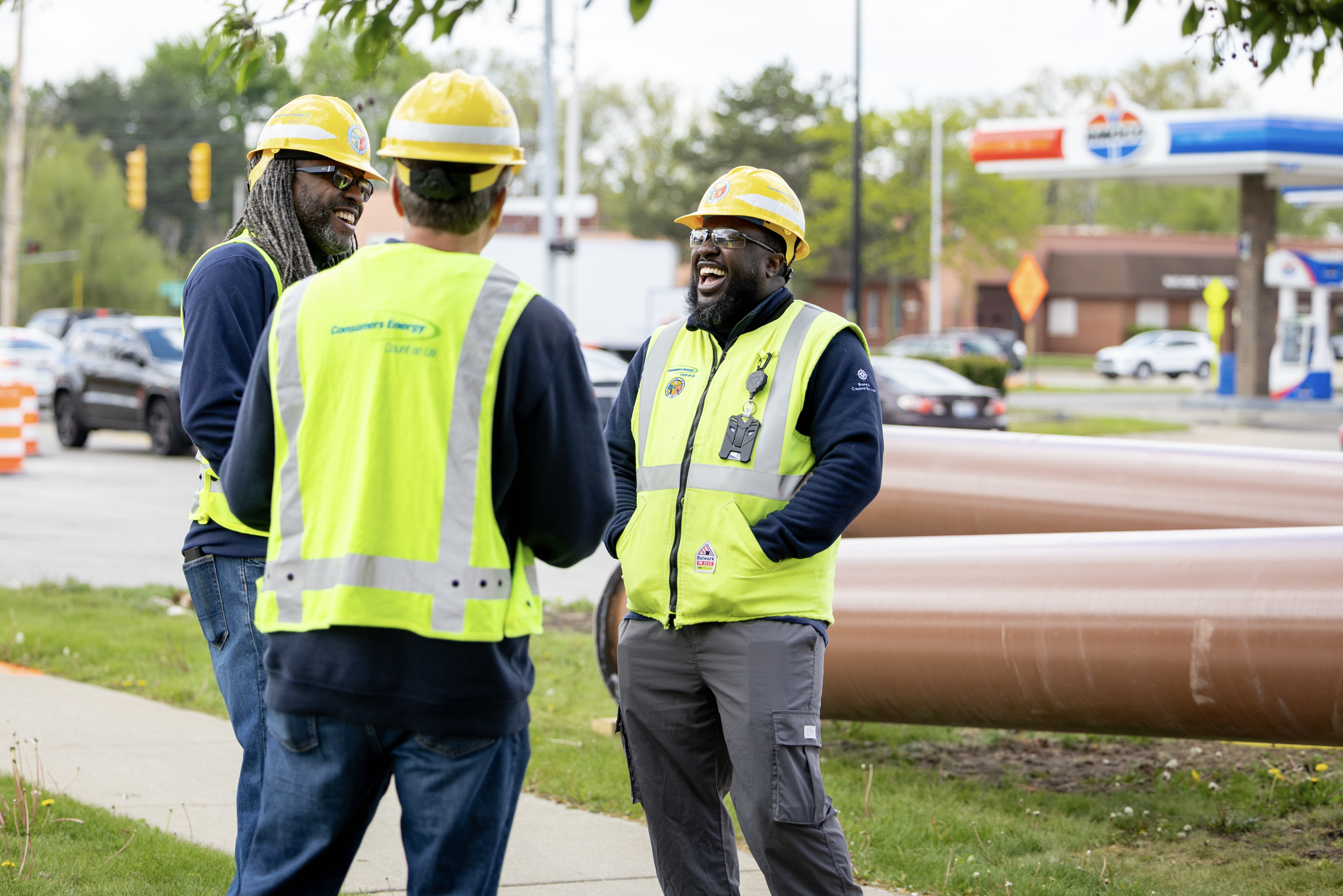 Team of natural gas workers